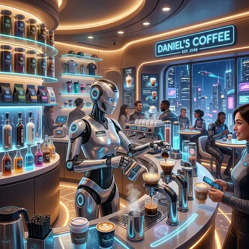 Futuristic Coffee Shop | Daniel's Coffee, Robot Barista & More