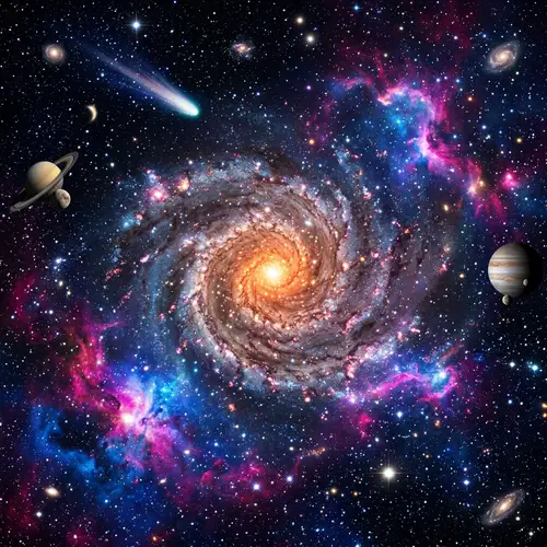 Galaxy-Themed Space Background | Celestial Bodies & Nebulae