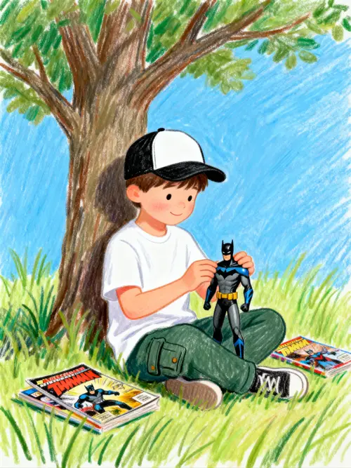 Simple Drawing of a Child Playing Outdoors