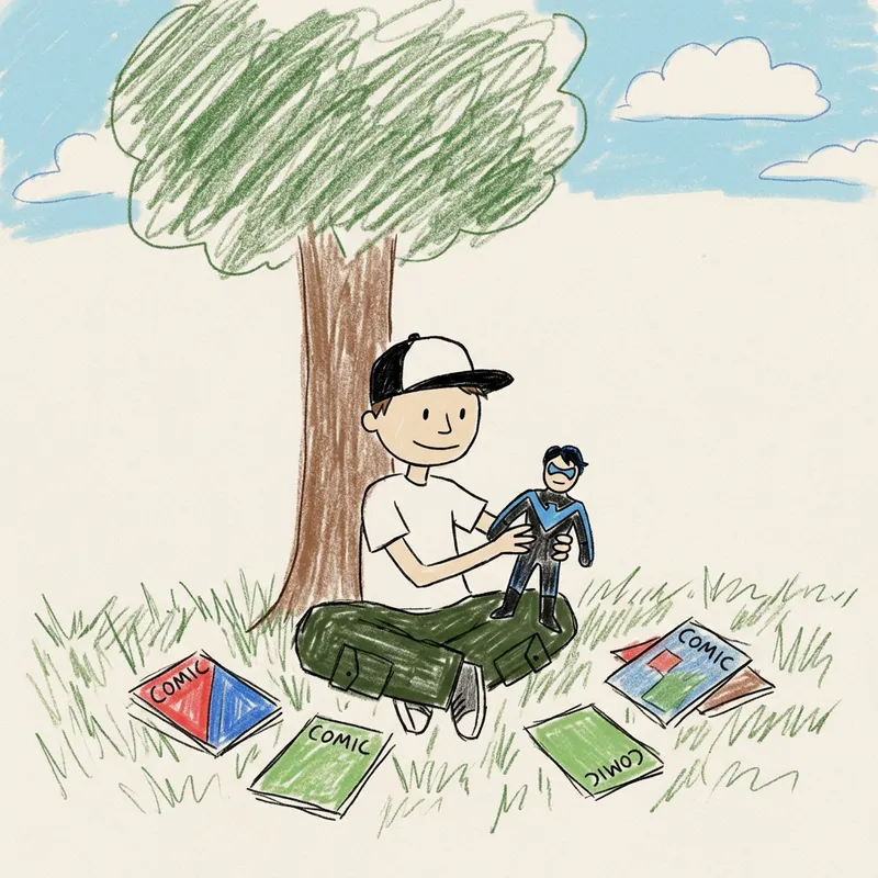 Simple Drawing of a Child Playing Outdoors