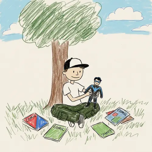 Simple Drawing of a Child Playing Outdoors