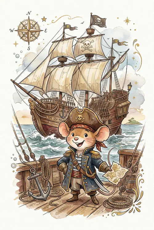 Whimsical Pirate Cruise Illustration