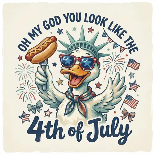 Funny Duck Statue of Liberty T-Shirt Design