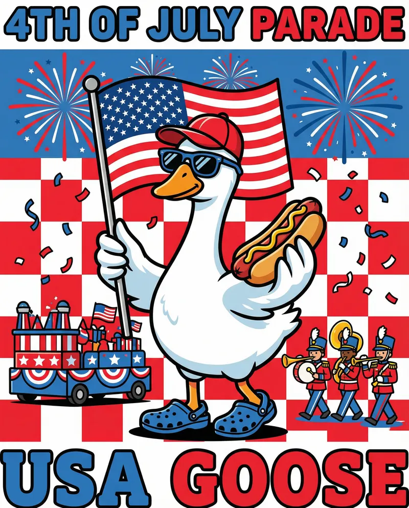 Cute 4th of July Goose T-Shirt Design