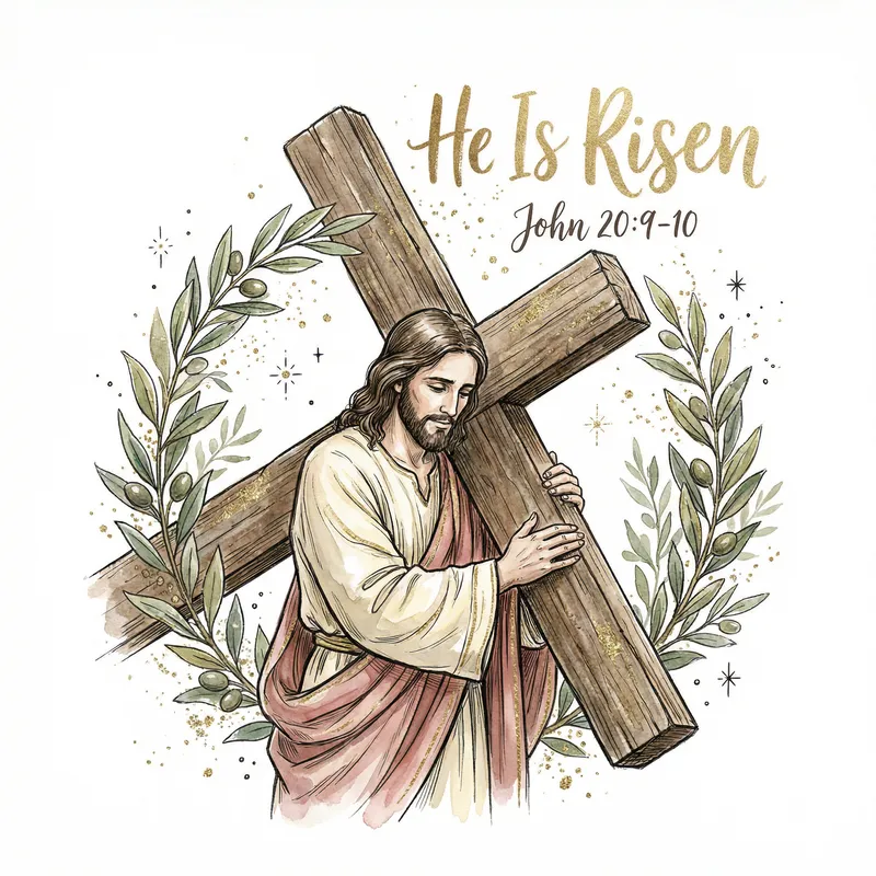 Easter Illustration: He Is Risen - Watercolor Art
