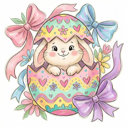 Whimsical Easter Bunny Illustration for T-Shirts & Stickers