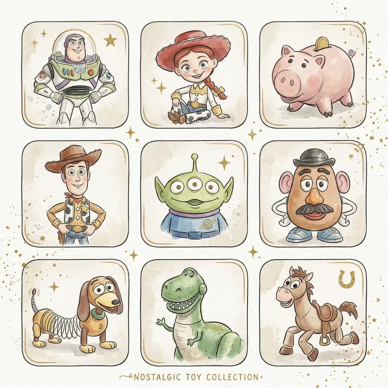 Vintage Cartoon Character Grid Illustration Vintage Cartoon Character Grid Illustration