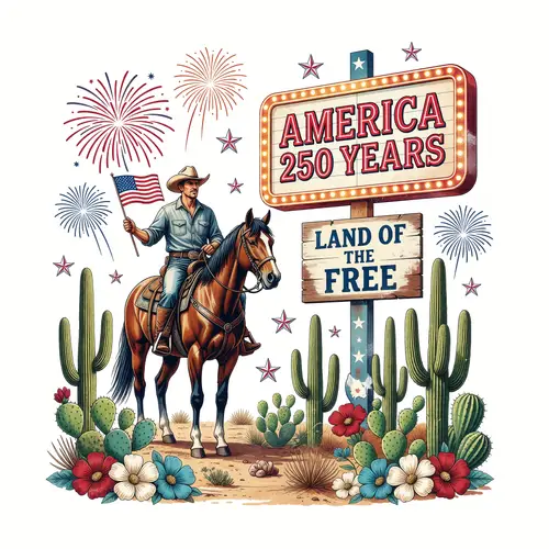 Vintage Western Patriotic Cowboy T-Shirt Design