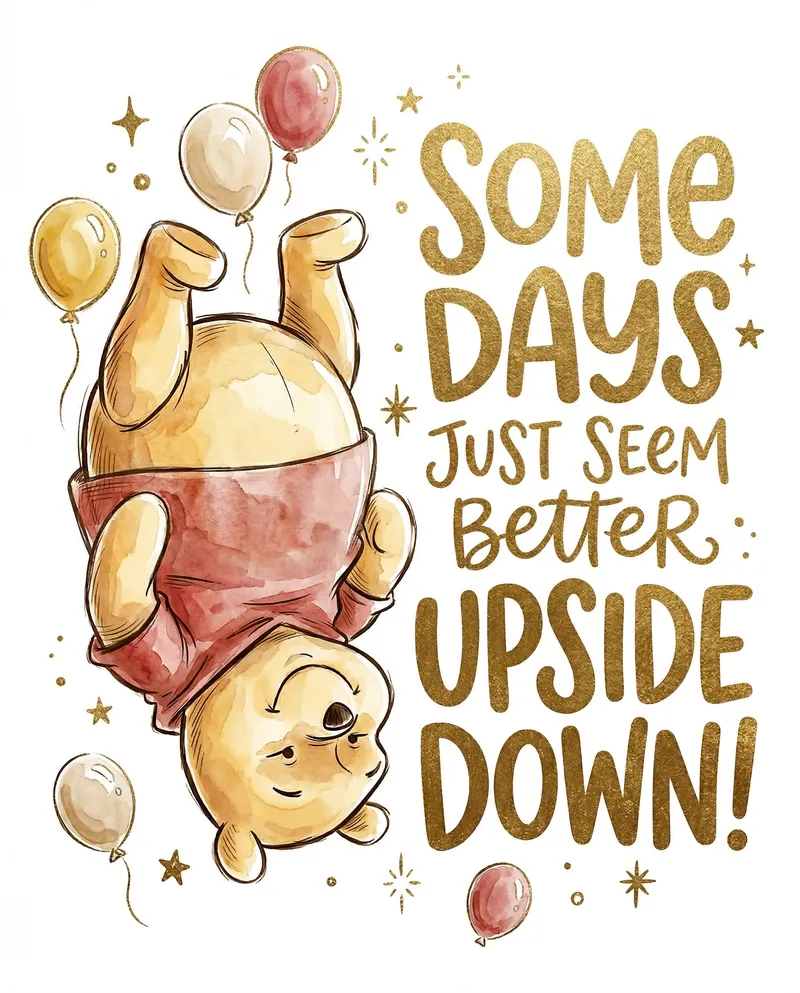 Playful Vintage Bear Illustration - Upside Down Fun