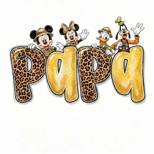 Playful 'PAPA' Typography Art for Safari Lovers