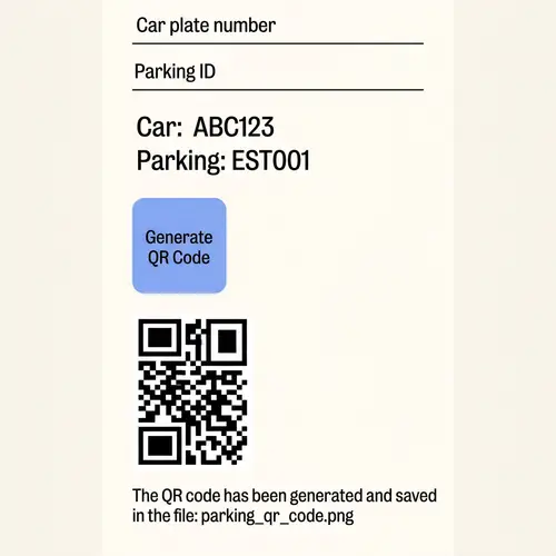 User Interface for Parking QR System | Design & Generate QR Code