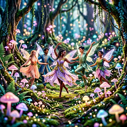 Whimsical Fairies in a Mystical Forest