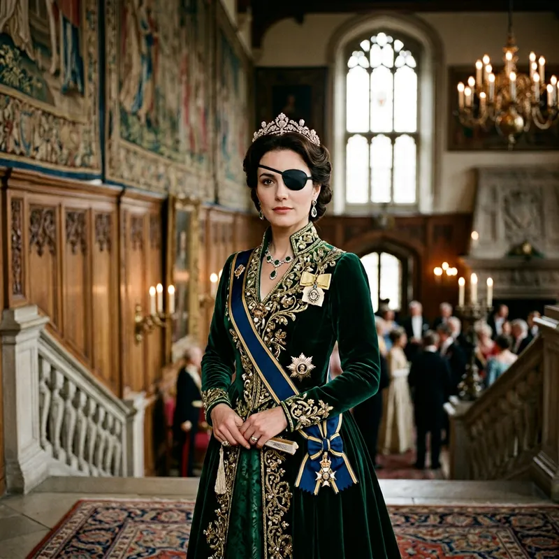 Elegant Woman Wearing Black Eyepatch - Royal Fashion Icon