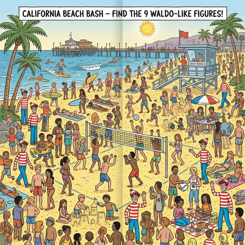 Find Waldo at a Colorful California Beach Scene Find Waldo at a Colorful California Beach Scene