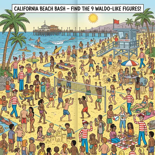 Find Waldo at a Colorful California Beach Scene