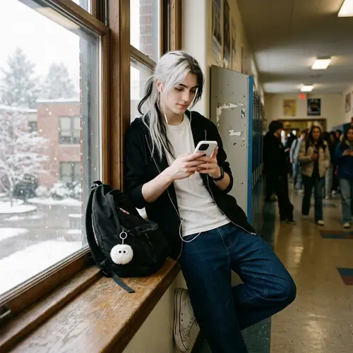 Stylish Youth with Unique Hair | Trendy School Life Image