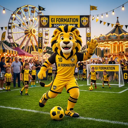 GI FORMATION Youth Soccer Mascot in Yellow and Black