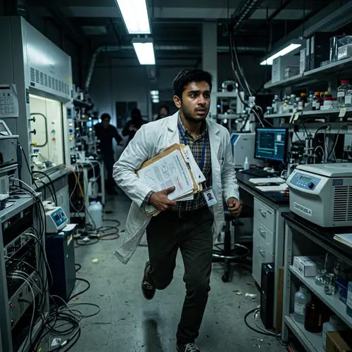 Young Scientist on the Run with His Project