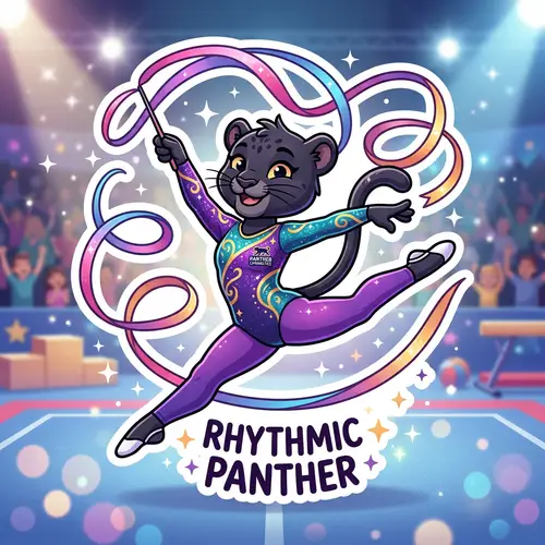 Panther Gymnast Performing Rhythmic Routine | Cute Sticker Design