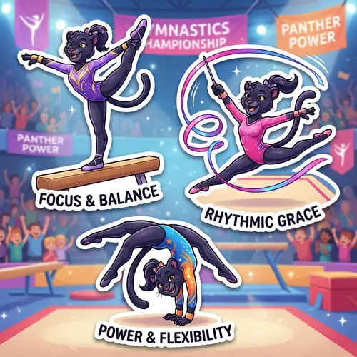 Cartoon Panther Gymnast Sticker for Social Networks