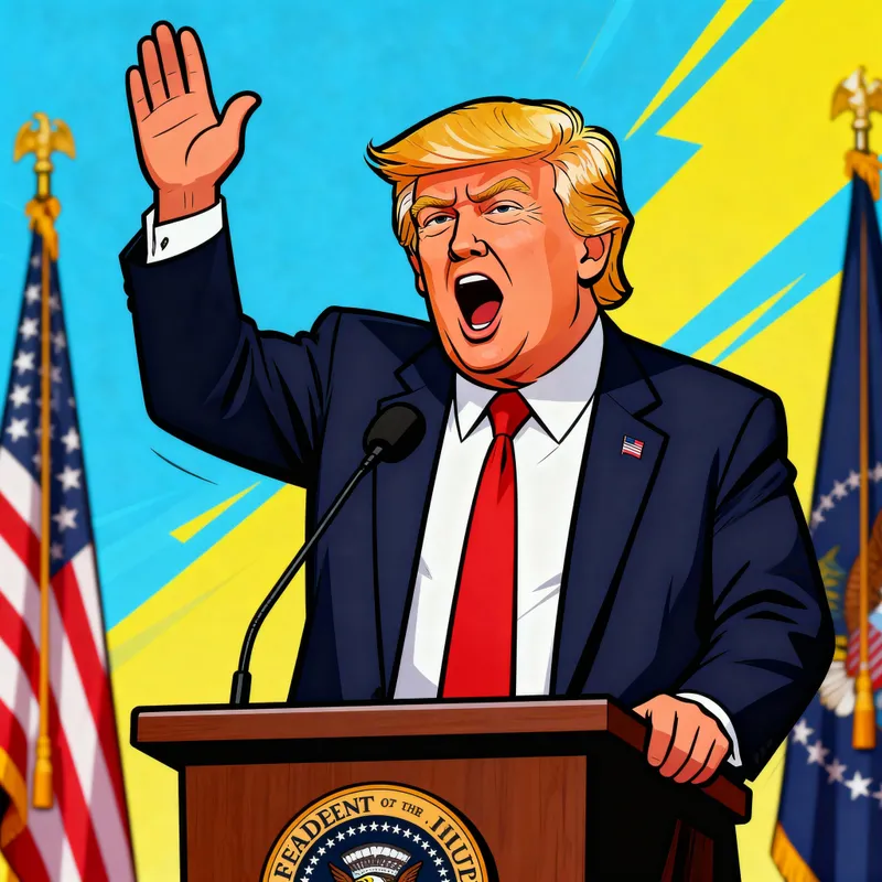 Trump Speaking Cartoon Art