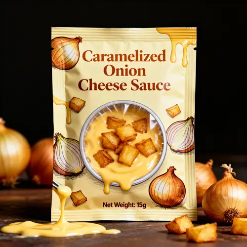 Aesthetic Caramelized Onion Cheese Sauce Packaging