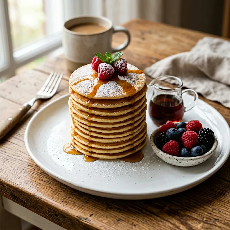 Irresistible Mini Pancakes with Maple Syrup and Berries