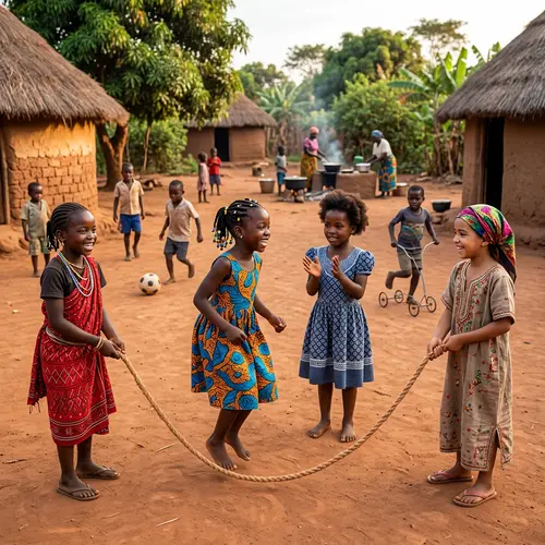 African Village Children Playing in Native Attire | Joyful Scene