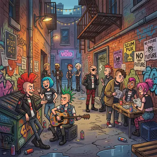 15 Cartoon Character Punks in an Alley