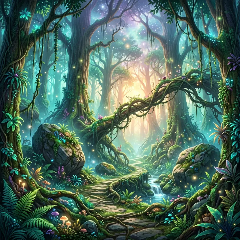 Enchanting Fantasy Rainforest - Tranquil and Mystical Landscape