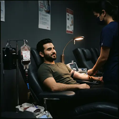 Altruistic Blood Donation Scene - Middle-Eastern Individual