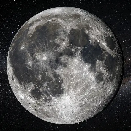 Detailed View of the Moon: Craters, Valleys, and Basaltic Plains