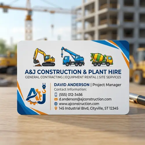 Colorful Construction Vehicle Business Cards