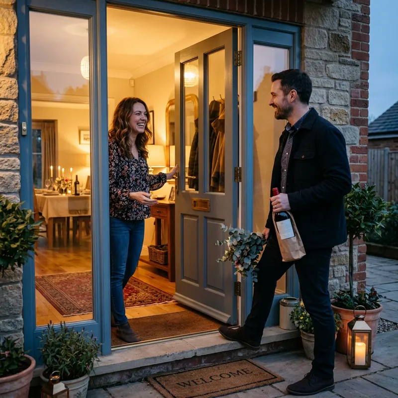 Inviting Dinner Party: Warm Welcome at the Door