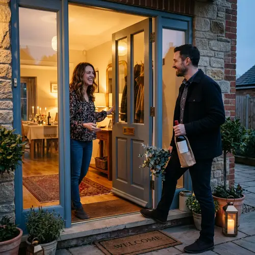 Inviting Dinner Party: Warm Welcome at the Door