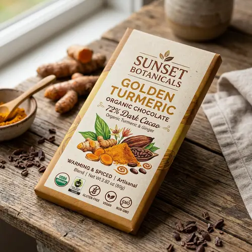 Organic Turmeric Chocolate Bar Packaging