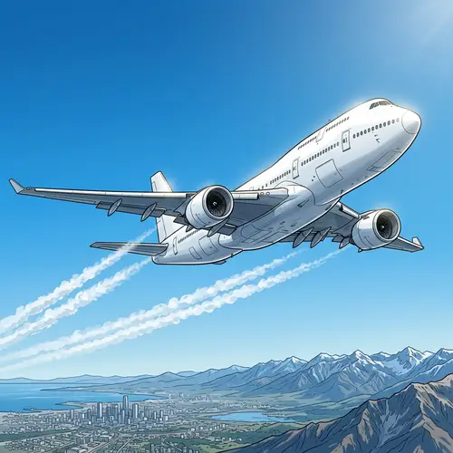 Detailed Illustration of Modern Boeing 747 Airliner in Sky