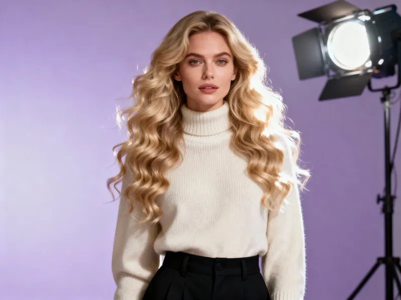 Stylish European Woman with Long Blonde Curls