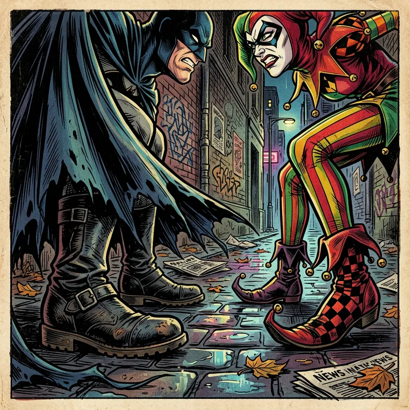 Batman vs. Harley Quinn: Intense Comic Confrontation