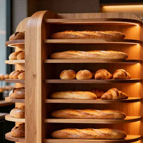 Elegant Bakery Bread Rack Design