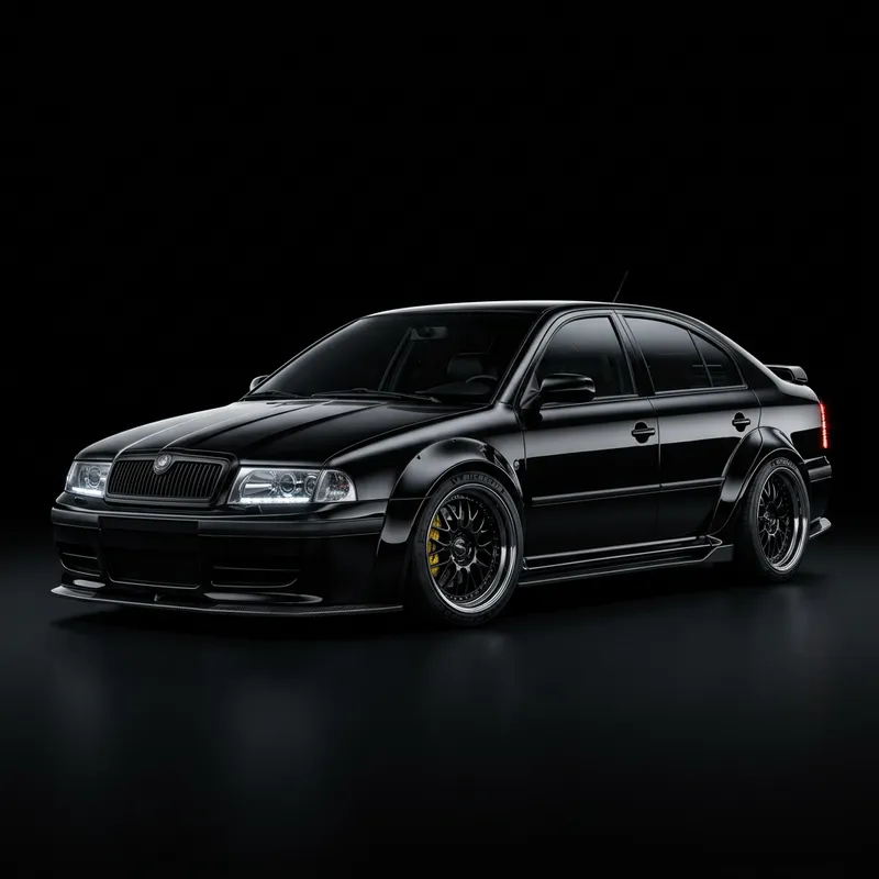 Skoda Octavia MK1 Widebody on Black Background