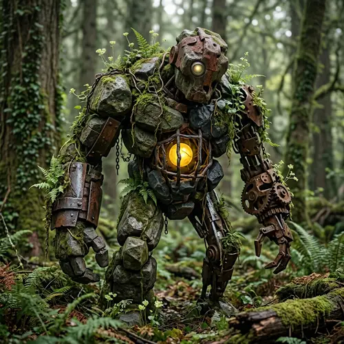 Neutral Deformed Golem: Metal & Rock Sculpture