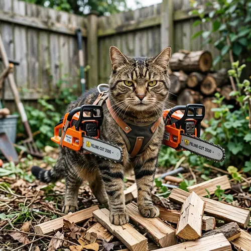 Fierce Chainsaw-Wielding Cat: Bring on the Cuteness