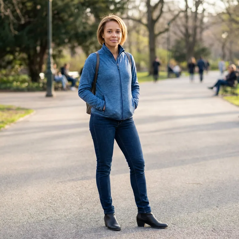 Sporty Woman in Blue Jeans and Black Heels | 157cm Tall