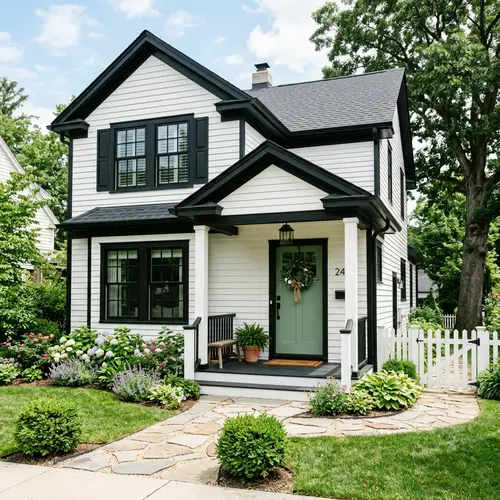Elegant Home with Sage Green Door