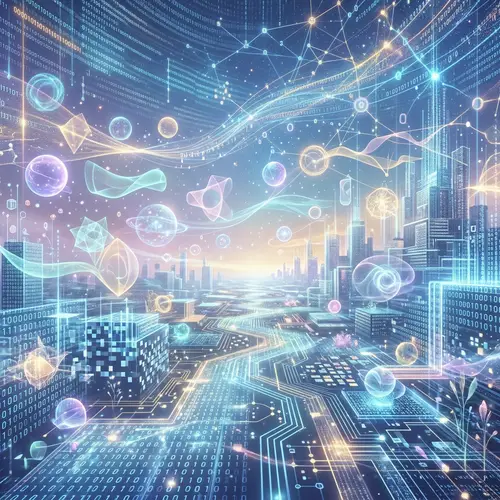 Digital Landscape: Technology Blending with Ethereal Elements