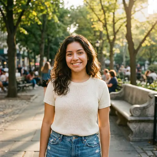 20-Year-Old Hispanic Brunette Woman | Casual City Park Portrait