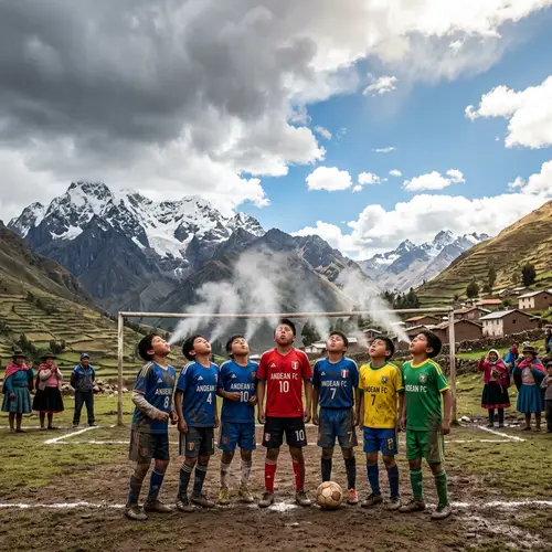 Andean Kids Blow Away Clouds for Football Fun