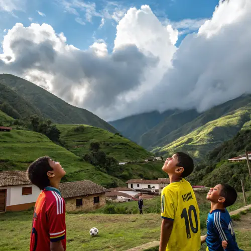 Andean Kids Blow Away Clouds for Football Fun