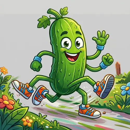 Animated Cucumber Sprite with Legs - Cartoon Style